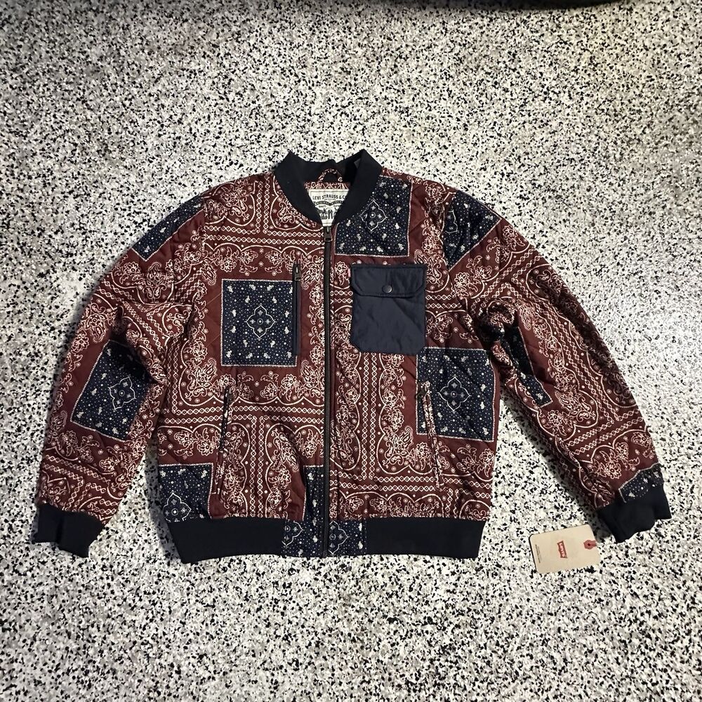 Levi's Red and Blue Patterned Bomber Jacket